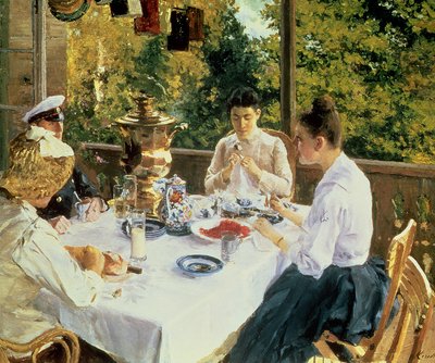 En la mesa de té, 1888 de Konstantin Alekseevich Korovin